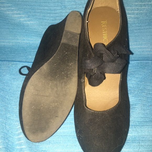 👠Restricted Black Wedge Shoes BF34 - Picture 2 of 4